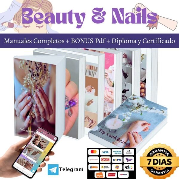 PACK 21 LIBROS: Aprende de Manuales Nails Acrílicas & Esculpidas + Introducción a Cosmetología y Dermatología + BONUS Curso de Maquillaje, Cosmética Natural y Elaboración de Velas Artesanales